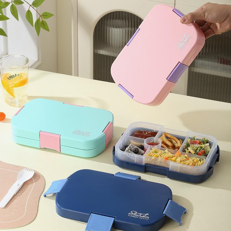 BPA-freie PP-Kinder-Lunchbox mit 4 Fächern, mikrowellengeeignet, auslaufsicher, stapelbar, für Schule und Outdoor