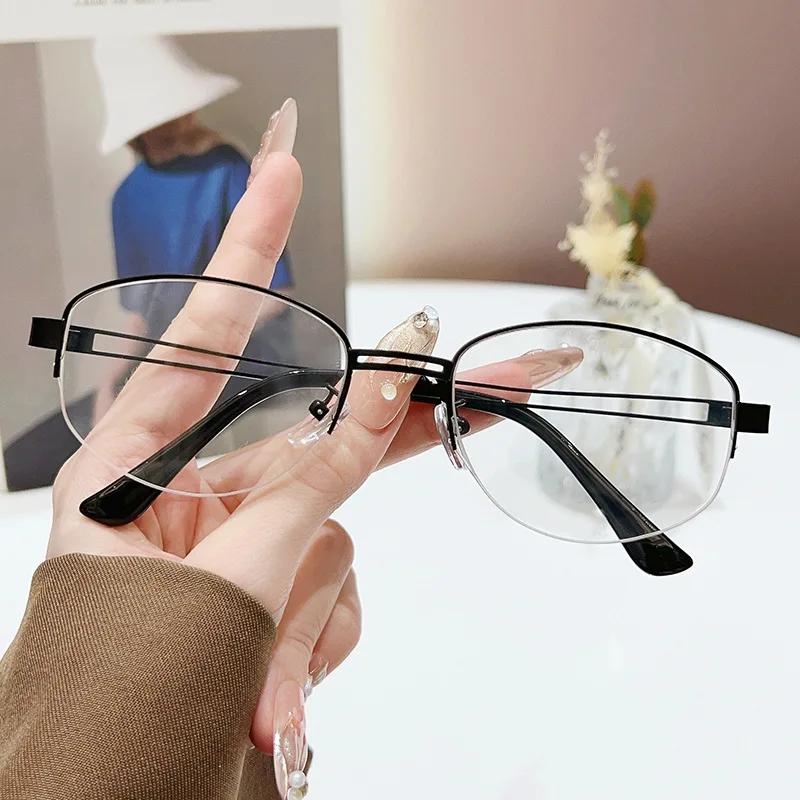 Neue Retro Photochrome Kurzsichtigkeitsbrille Neutral Mode Luxus Kurzsichtigkeitsbrille Oval Halbrand HD Photochrome Brille Bis -3.5-4.0