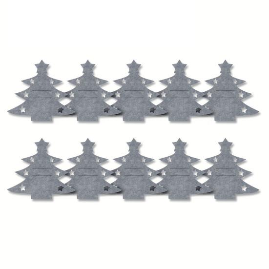 

10 шт. Фетровые держатели для столовых приборов в форме елки, чехлы для столовых приборов для ножей и вилок, праздничный декор стола 10 Pcs