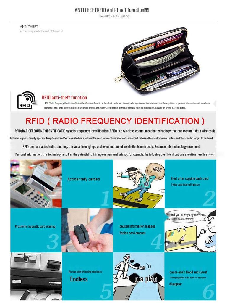 Rose Flower Ladies Genuine Leather Wallet – Double Zipper, Large Capacity, Multi-card Slots