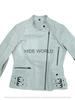 Giacca da Donna in Vera Pelle di Agnello Bianca Biker Motociclista Cappotto Giacca Vera