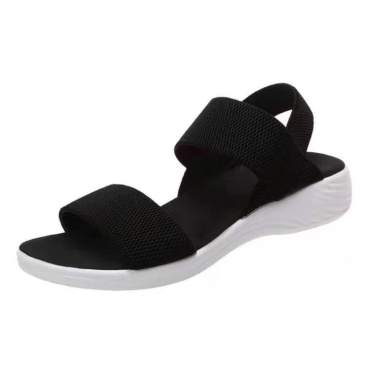 Large Size Sports Sandals Women's Elastic Elastic New Student Flat-bottomed Beach Women's Shoes