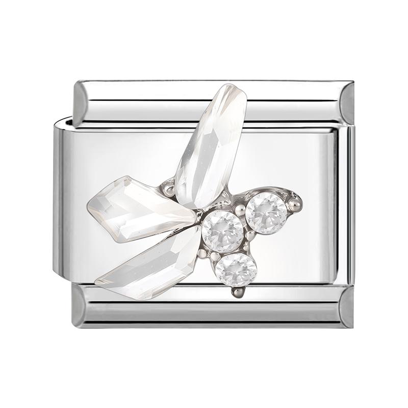 New Shiny Zircon Heart Butterfly Flower Star Bow Italian Charm Links Fit 9MM Stainless Steel Bracelet Girls' DIY Making Gift