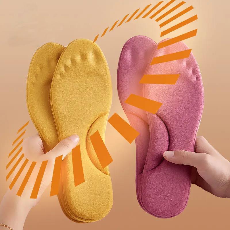 1pair  Winter Fur Self Heating Insoles Foot Thermal Thicken Insole Memory Foam Shoe Pads Warm Sports Shoes Inserts for Women Men
