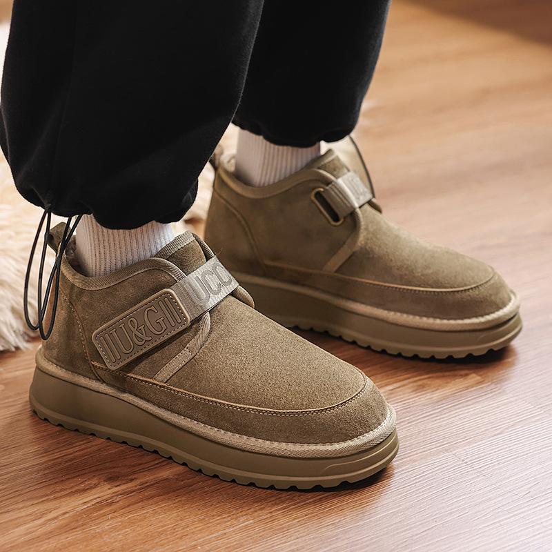 Winter new velvet thickened warm Velcro fur integrated non-slip cotton boots thick-soled snow boots