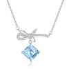 Bow Necklace 925 Silver Women Niche Design Light Luxury Natural Crystal Stone Sugar Cube Pendant Clavicle Chain Daily Jewelry Gift