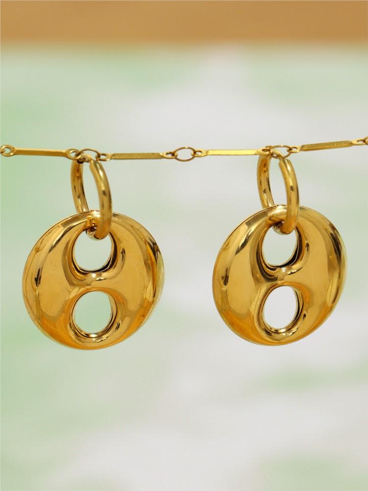 Stainless Steel Chunky Earrings For Women 18k Gold Plated Waterproof Non Tarnish Women's Coffee Bean Shaped Dangle Hoop Earring