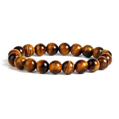 Natural Tiger Eye Stone Bracelet - Men's Minimalist Beaded Charm Bracelet
