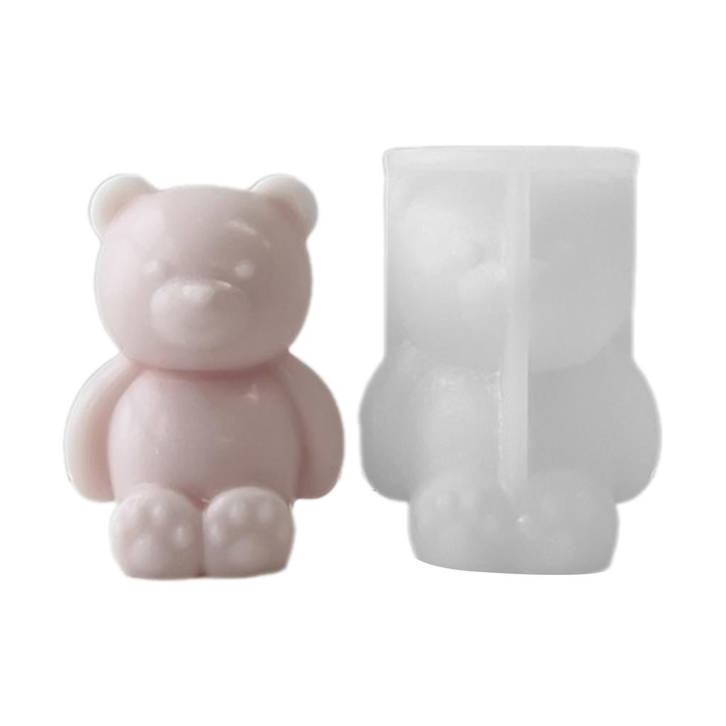 Cute Bear Silicone Candle Mold DIYs Handmade Soap Plaster Ice Cube Baking Mould Scented Candle Making for Birthday Party