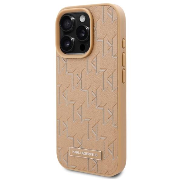Karl Lagerfeld Klhmp16Lpkhporpe Iphone16 Pro 6.3 Hardcase Beżowy/Beige Leather Monogram Metal Logo Magsafe