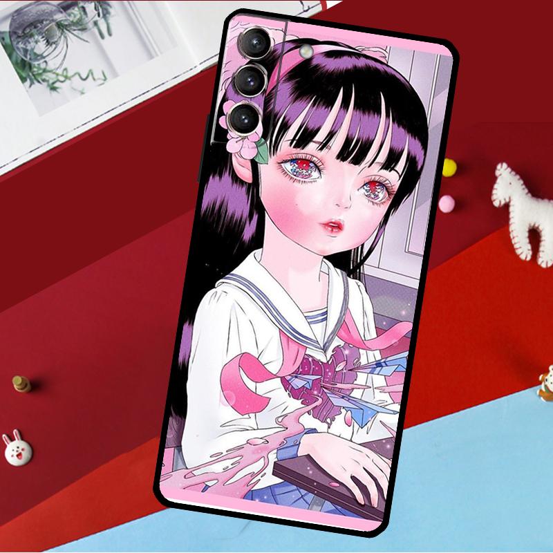 Cartoon Girl Aesthetic Funda For Samsung Galaxy S26 S25 S24 S22 S23 Ultra Plus S20 S21 FE S9 S10 S25 FE Phone Case