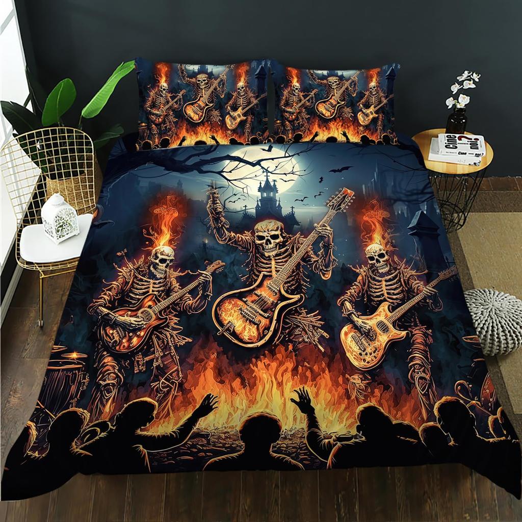 Music Guitar Duvet Cover Digital Printing Set Bedding Decorative Quilt Cover Pillowcase Three-Piece Set