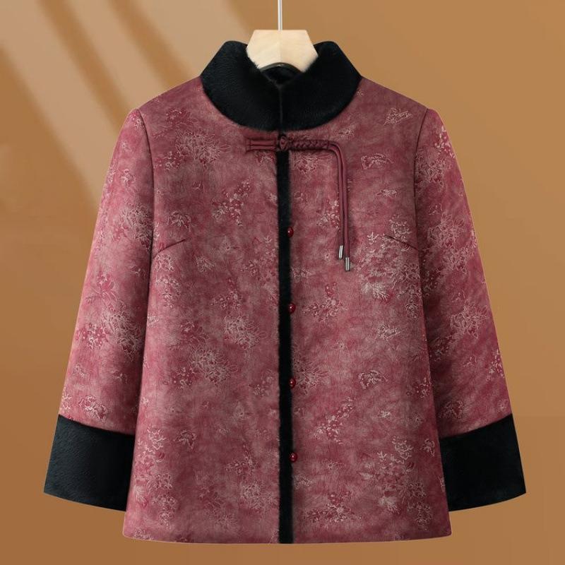 Winter thick padded jacket jacket velvet old lady padded jacket to keep warm
