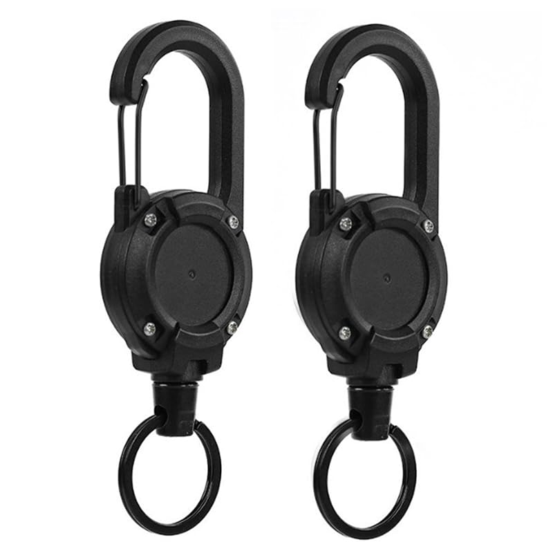 

YFFSFDC key back reel keychain With carabiner reel strap metal wire Durable Maximum stretch 60cm telescopic Loss prevention Ideal for fishing and