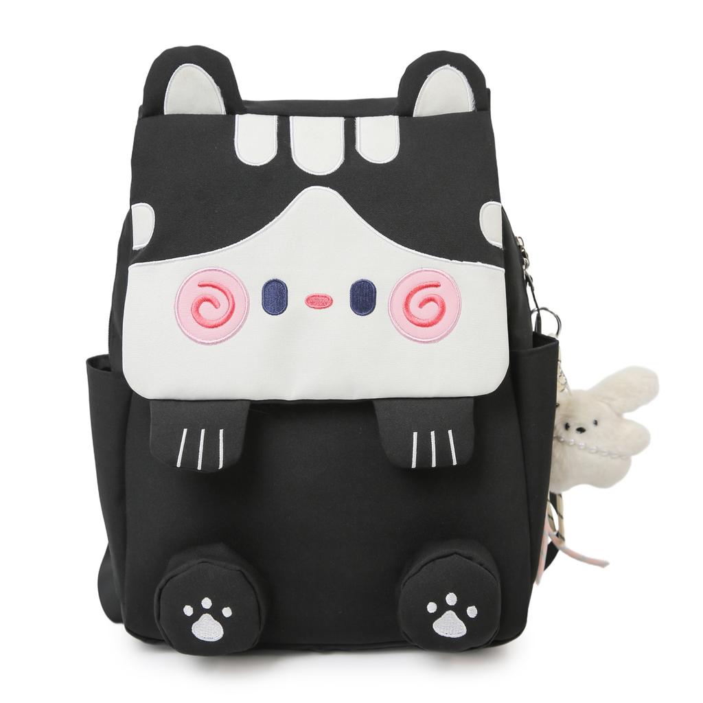 Zaino Casual Scolastico Carino Cartone Animato Gatto alla Moda per Ragazze Leggero Grande Capacità Borsa a Spalla da Viaggio Giorno