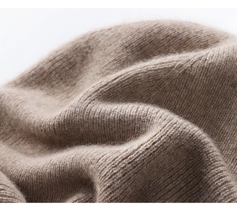 Women's 100% Cashmere Striped Hat – Fashionable, Warm, Windproof, and Versatile with Ear Protection.