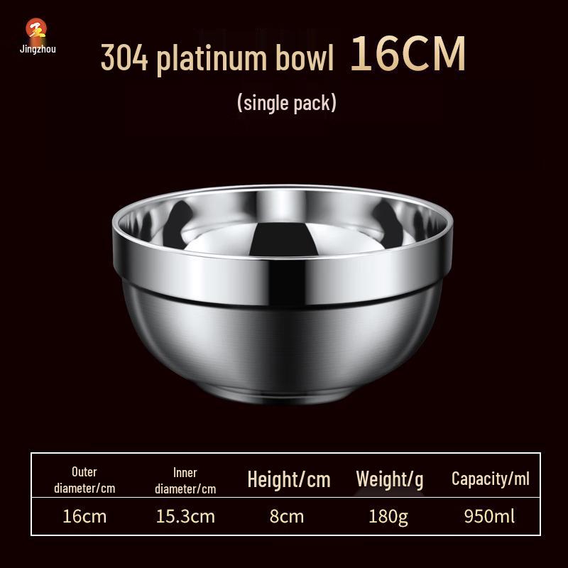 16cm 304 Stainless Steel Double-Wall Insulated Bowl Set