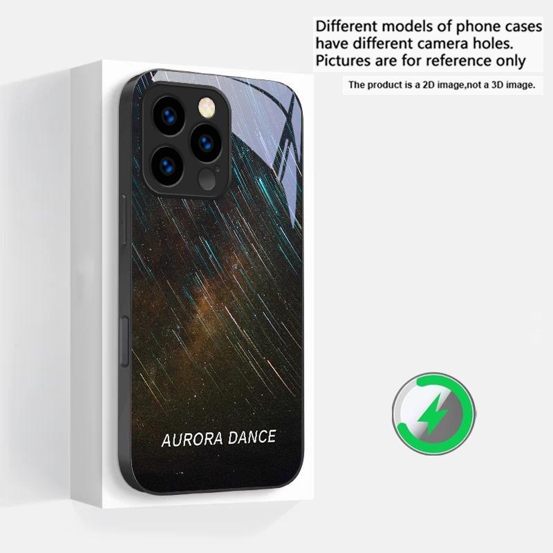 Lake Aurora Ice Surface Suitable For iPhone 16E 17 Pro Max 15 Pro 14 13 Plus 12 Mini 11 16 Air 17Pro Magnetism Glass Phone Case