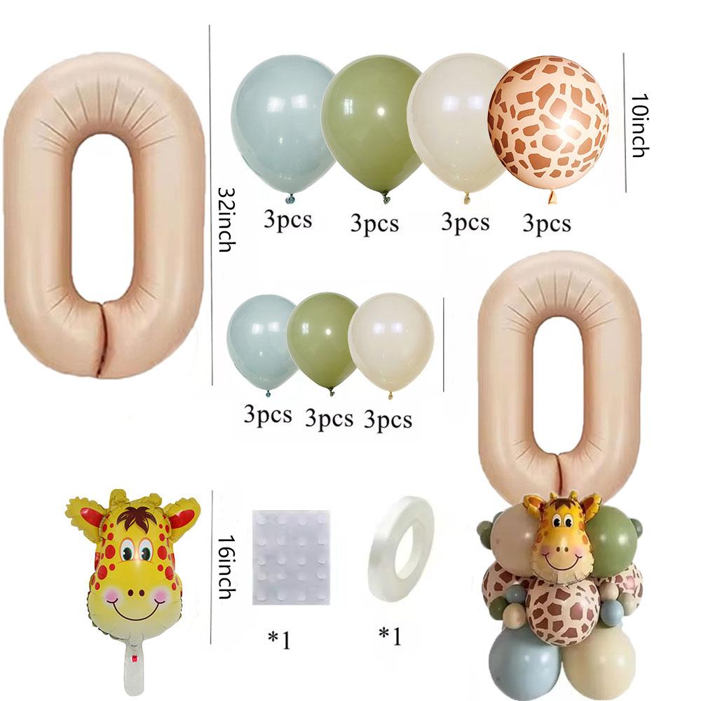 25 pièces Tour de Ballons Girafe Ballon Chiffre 32 pouces Pour Enfants Jungle Girafe Joyeux Anniversaire Décoration de Fête Cadeaux DIY Fournitures