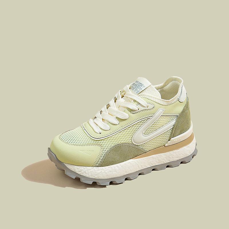 Thick-soled Inner Height Increase Mesh Shoes Women's Breathable Mesh Forrest Gump Shoes New Popular Sports and Leisure Height Increase