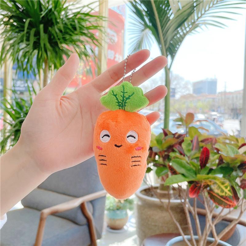 Mini Cute Rabbit In Carrot Plush Toys Keychain Anime Brown Lop Eared Bunny Pendant Stuffed Doll Gift