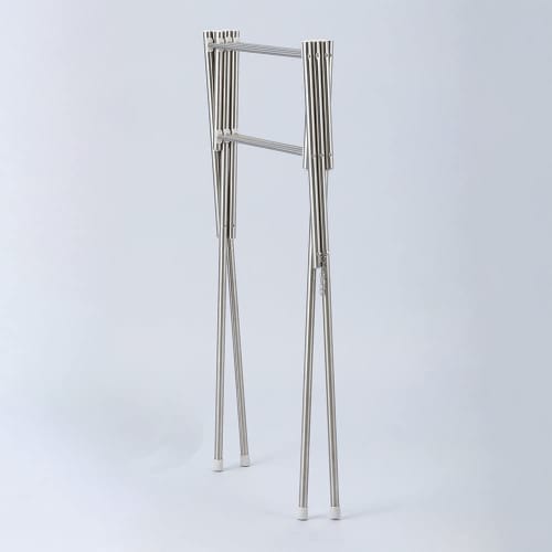 Bestco Stainless Steel Small Item Drying Rack, Lightweight, Compact Storage, Extendable, Width 42-70cm x Depth 60cm x Height 78cm, Light Gray, NY-291