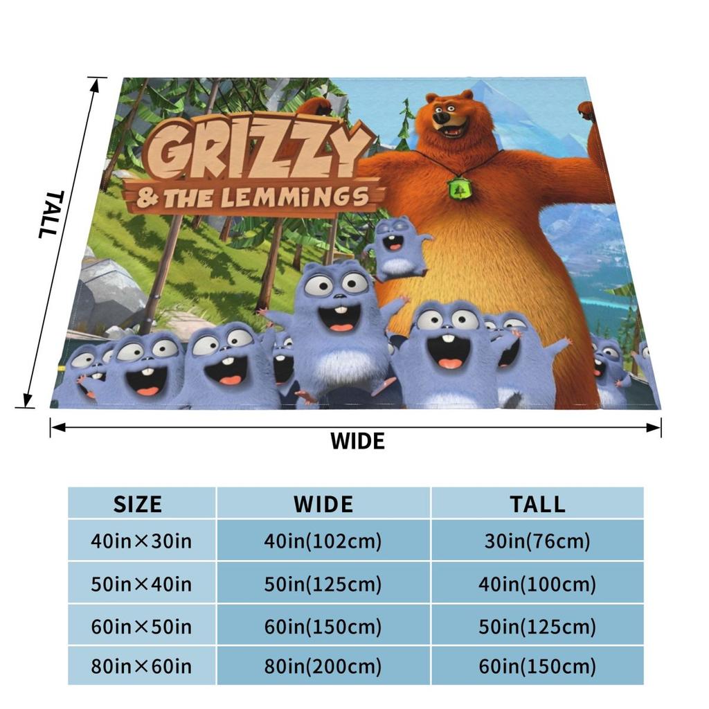 Grizzy Beer Cartoon Blanket Cover Flannel Throw Blanket Home Couch Decoration Soft Warm Bedspreads