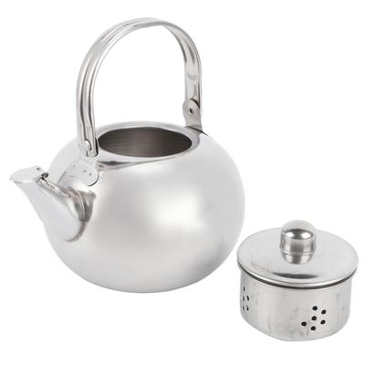 304 Stainless Steel Teapot Flat Bottom Induction Cooker Water Kettle Tea Pot with FilterSilver 14cm