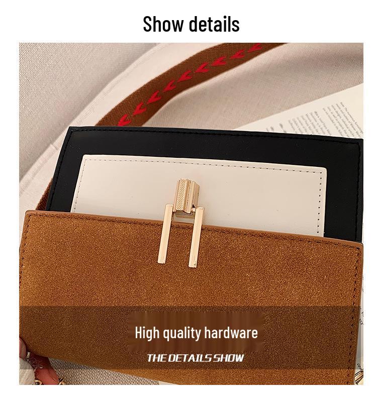 Korean Style Frosted Fabric Color Block Shoulder Bag - Autumn/Winter Fashion