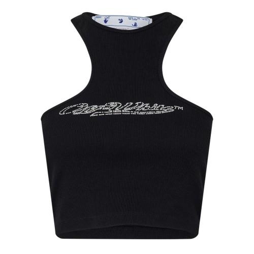 Canotta da donna/ragazza Off White vestibilità rilassata