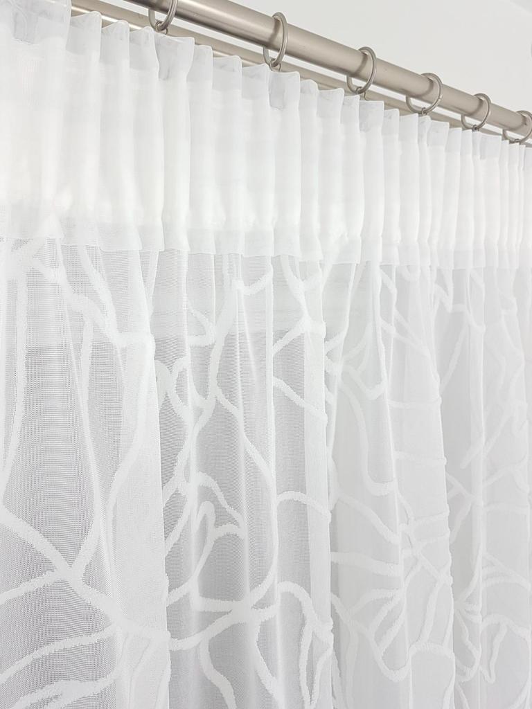 Ready-made curtain 300x145 cm with a 3D relief pattern on a tape with a tunnel