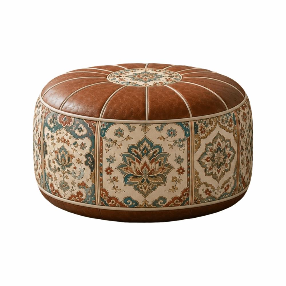 PU Leather Ottoman Pouf Foldable Storage Ottoman New Floor Seat Cushion Multipurpose Storage