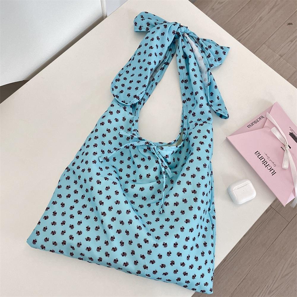 

Summer Casual Floral Shoulder Bags for Women Versatile Large Capacity Ladies Tote Bag Lightweight Portable Female Travel Handbag синій