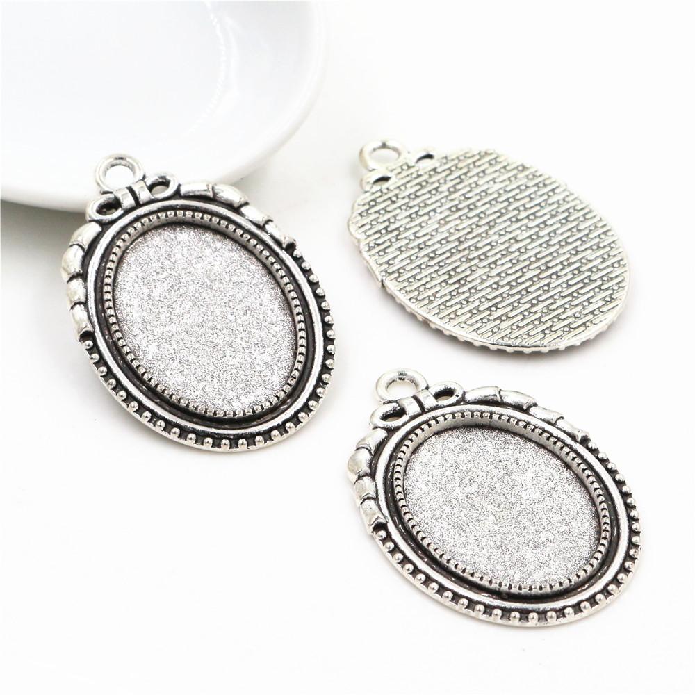 10 Stück 18x25mm Innenmaß Ovaler Anhänger Cabochon Leere Basis Fassung Fassungsschale DIY Halskette Schmuckherstellung Zubehör Fundstücke