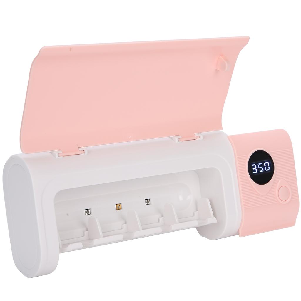 UVC Toothbrush Holder Wall Mounted Rack UV Light Cleaning Toothbrush Container OrganizerPink