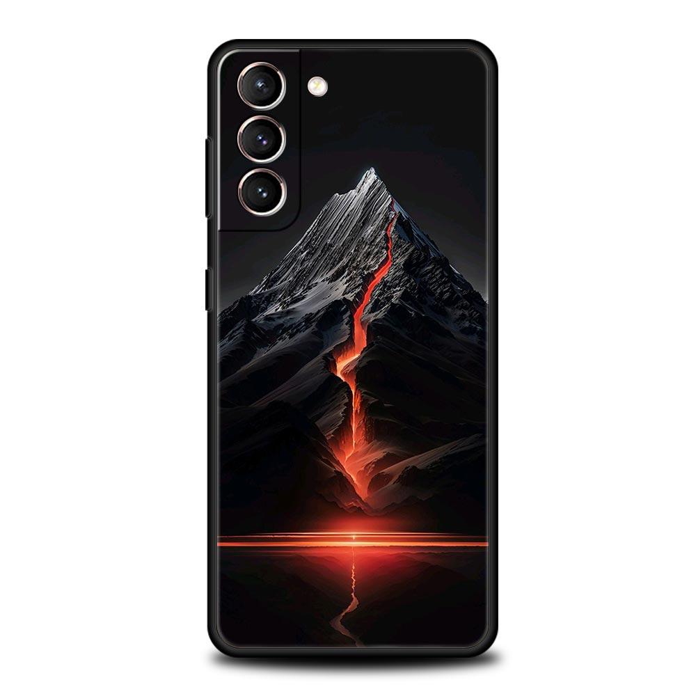 Black Mountain Peak Phone Case for Samsung Galaxy S26 S25 S24 S23 S22 S20 S21 FE Ultra S25 Edge Plus 5G Soft TPU Cover Funda Bag