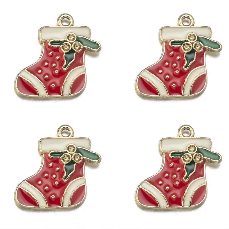10pcs/lot Alloy Drip Oil Pendant Santa Claus Snowman Christmas Tree Charm Pendant For DIY Men Women Earrings Necklace Party Gift