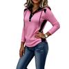 Women's Colorblock Long Sleeve Hooded Top for Casual Everyday Wear and Street