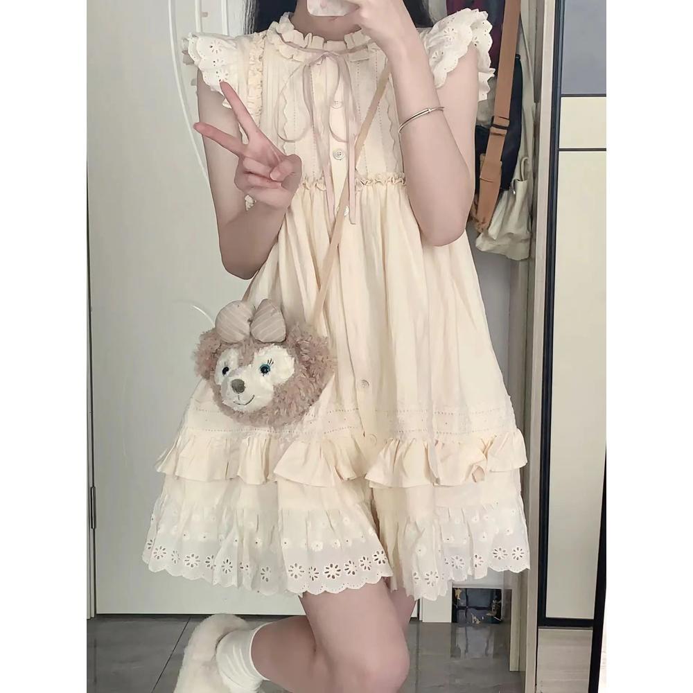 Sweet Little Flying Sleeve Dress Temperament New Women's Summer Small Fugitive Princess Chic Puffy Short Dress