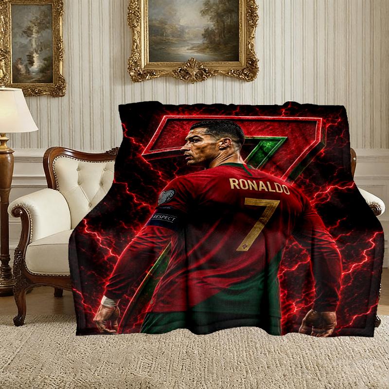 Cristiano Ronaldo Pattern Blanket, Cozy Blanket for All-Season Comfort on Sofas, Beds, Office, Car, Camping and Travel