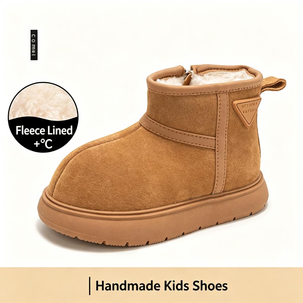 Kids Snow Boots Winter, Thick Cotton Ankle Boots For Girls Boys, Warm Suede Casual Big Kids