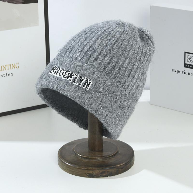 Hat Women s Korean Style Trendy Warm Pile Knitted Head Circumference Fashionable Baotou Ear Protection Men