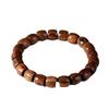 Ethnic Green Sandalwood Straight-Cut Barrel Bead Bracelet, Handmade Unisex Cultural Play Single Loop