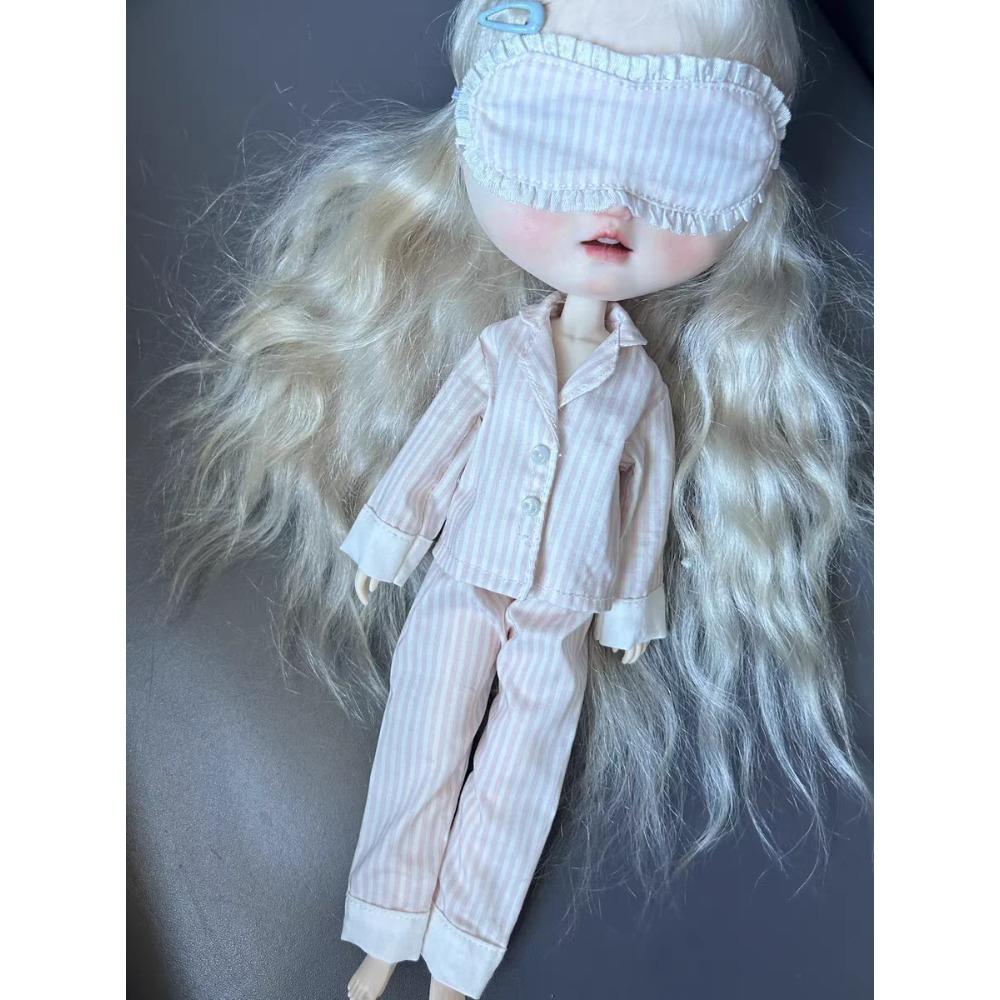 3 Stück/Set Puppe [Augenmaske+Oberteil+Hose] Blyth Pyjama 1/6 Puppen Outfit (Passend für ICY, Big Fish) Puppenzubehör