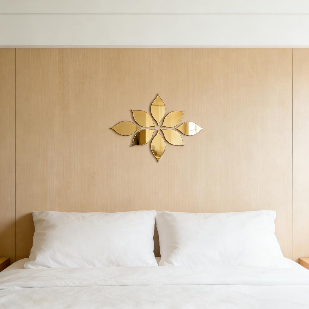 12PCS/24PCS Acrylic Four-Leaf Clover-Shaped Wall-Mounted Mirror | Boho Accents, Golden Artistic Decorative Mirror, Art Ornament