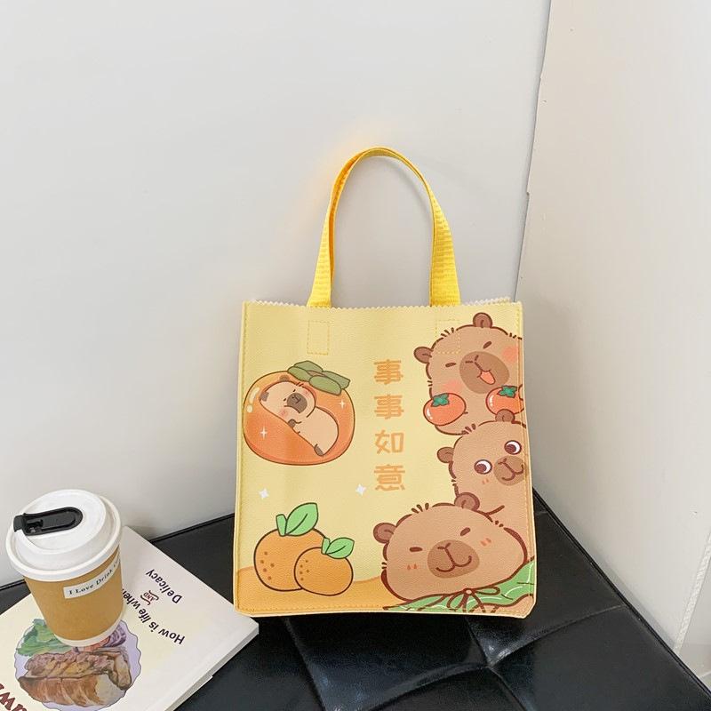 Large Capacity Handbag Simple Animation Cartoon Printing Handbag Shopping Bag Cute Cartoon Commuter Women's Bag