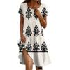 Kurzärmeliges Boho-Kleid für Damen, lässig, lockere Passform, Sommerkleid mit Blumendruck und Taschen