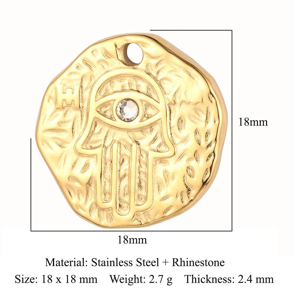 Sun Evil Eye Mirror Polished 316 Stainless Steel DIY Charm Moon Hamsa Hand Zircon Jewelry Star Heart Necklace Pendant