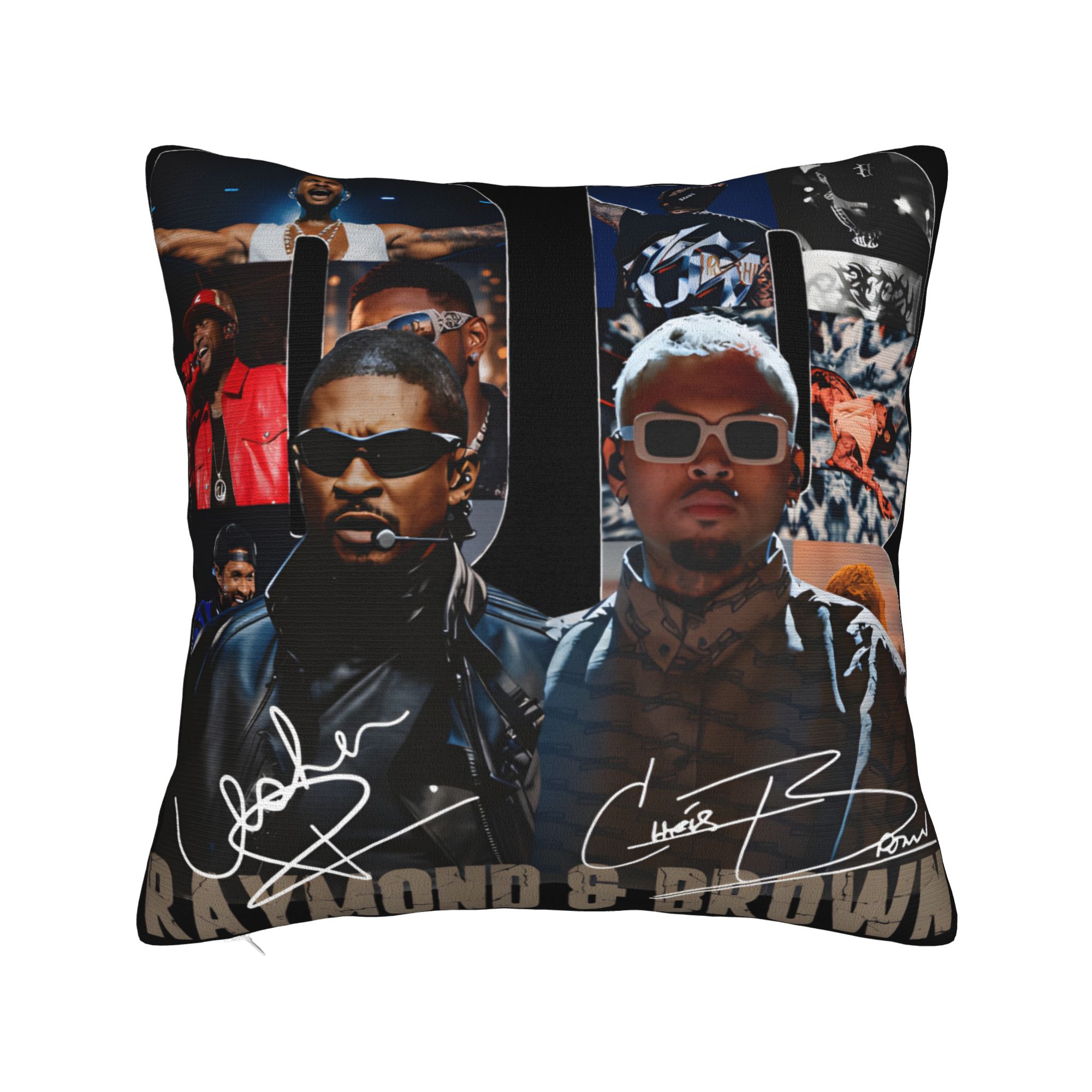 Pillow Cover Chris Brown And Usher The Rb Tour Raymond And Brown Vintage Pillow Case For Living Room Sofa Pillowcases Peach skin 18*18(CM)-1Pcs