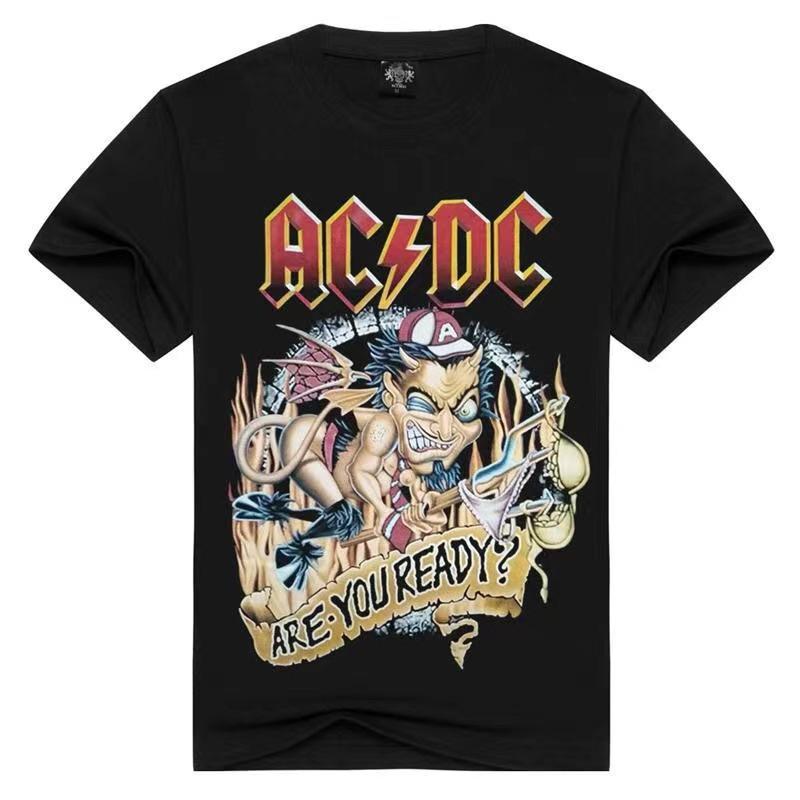 Rock Band ACDC Short Sleeved T-shirt Simple Loose Summer Casual Versatile Round Neck Men's T-shirt